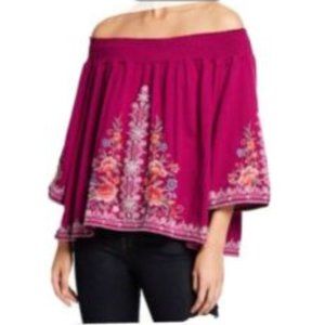 Johnny Was Top Hazelton Off Shoulder Embroidery M